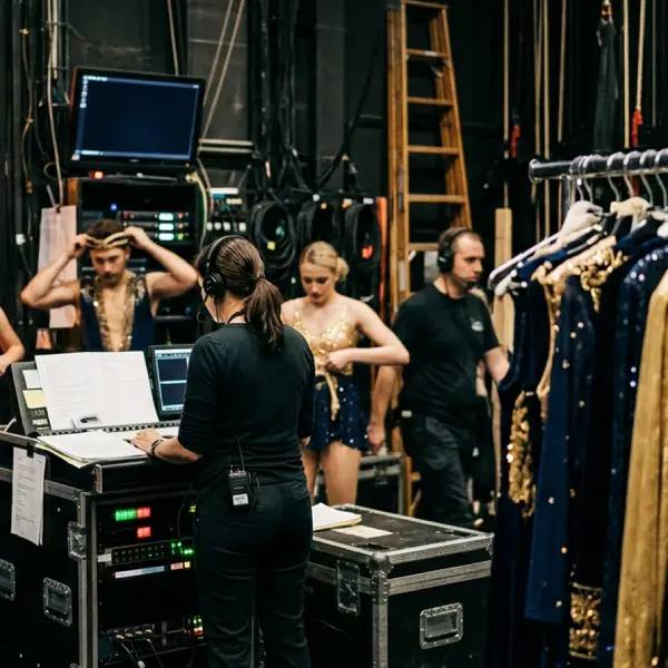 Backstage area on a cruise ship production